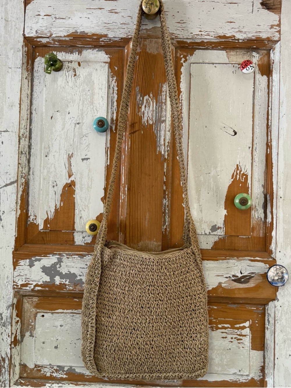 Woven Straw Crossbody Bag in Natural